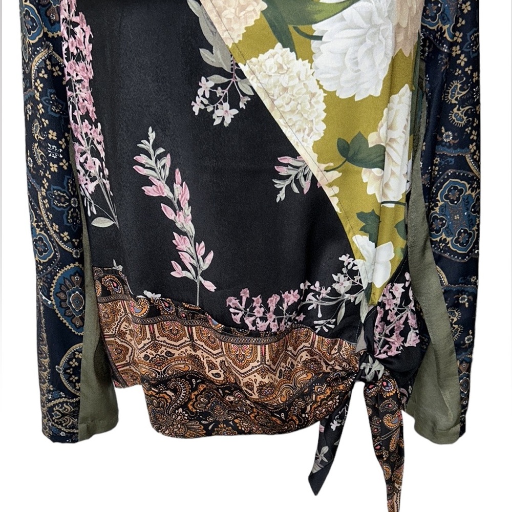 Anthropologie Tiny Patchwork Blooms Tie Waist Blo… - image 8